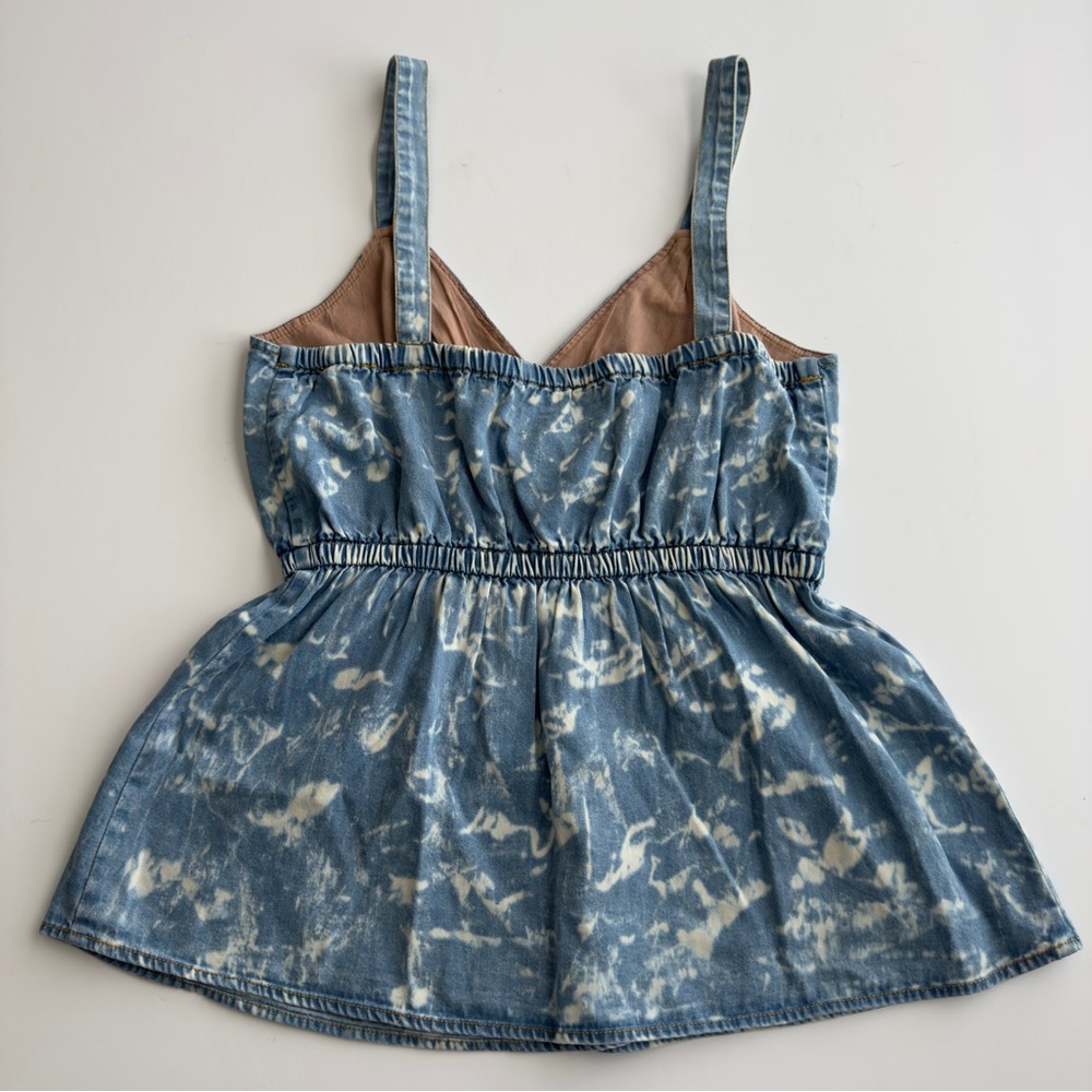 Anthropologie Porridge Small Boho Festival Summer Sky Blue Denim Top Shirt- NWT - Picture 4 of 8